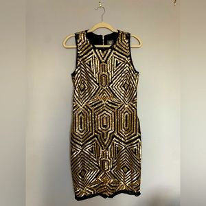 Vince Camuto black and gold sequin dress